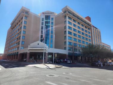 tucson marriott hotel front view under a sunny sky